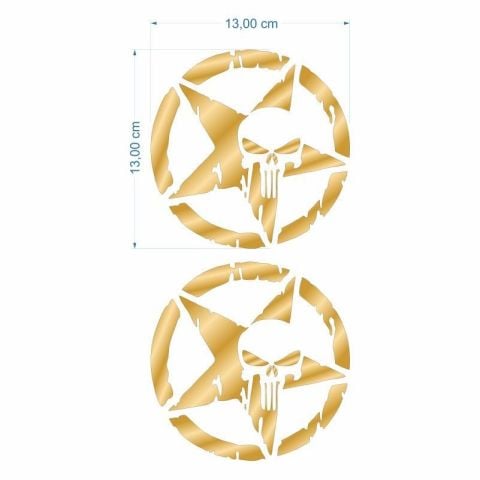 ARMY YILDIZ KURU KAFA 13 X 13 cm GOLD STİCKER 2 Lİ