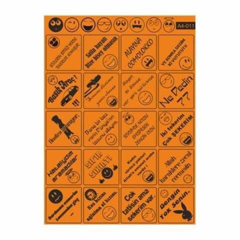 A4 STİCKER 011 TEK PAKET ÇOKLU STİCKER