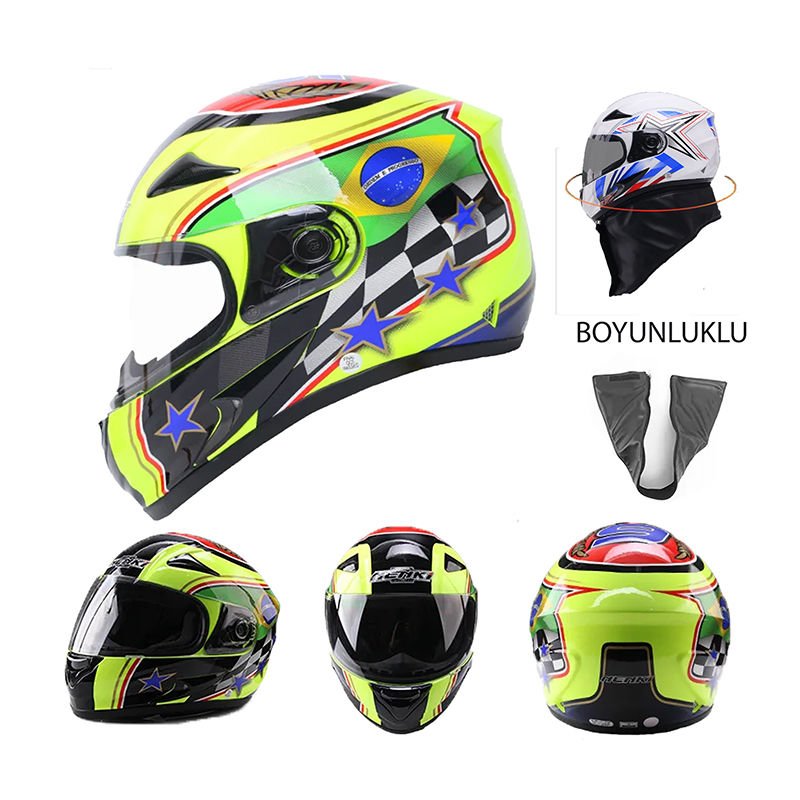NENKİ FULL FACE BOĞAZLI KASK ŞEFFAF VİZÖR MODEL 12 L