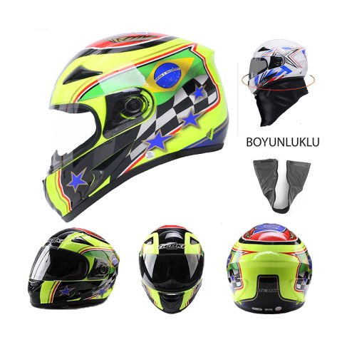 NENKİ FULL FACE BOĞAZLI KASK ŞEFFAF VİZÖR MODEL 12 XL