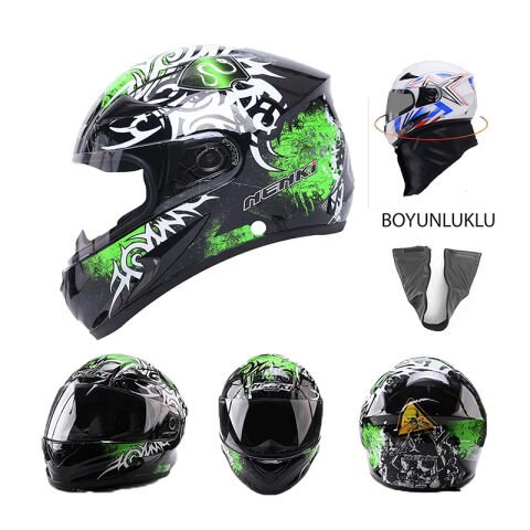 NENKİ FULL FACE BOĞAZLI KASK ŞEFFAF VİZÖR MODEL 13 M