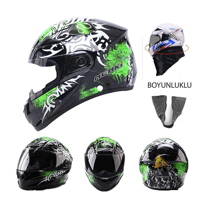 NENKİ FULL FACE BOĞAZLI KASK ŞEFFAF VİZÖR MODEL 13 XXL