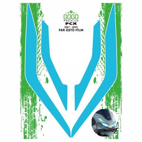 HONDA PCX 2021 - 2024 UYUMLU FAR ÜSTÜ FİLM MAVİ