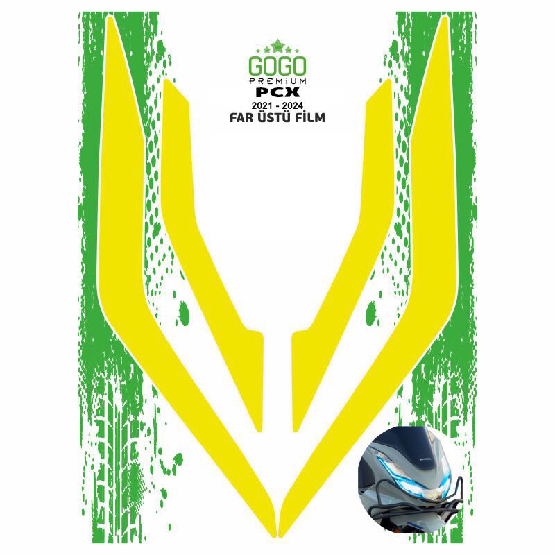 HONDA PCX 2021 - 2024 UYUMLU FAR ÜSTÜ FİLM FLO SARI