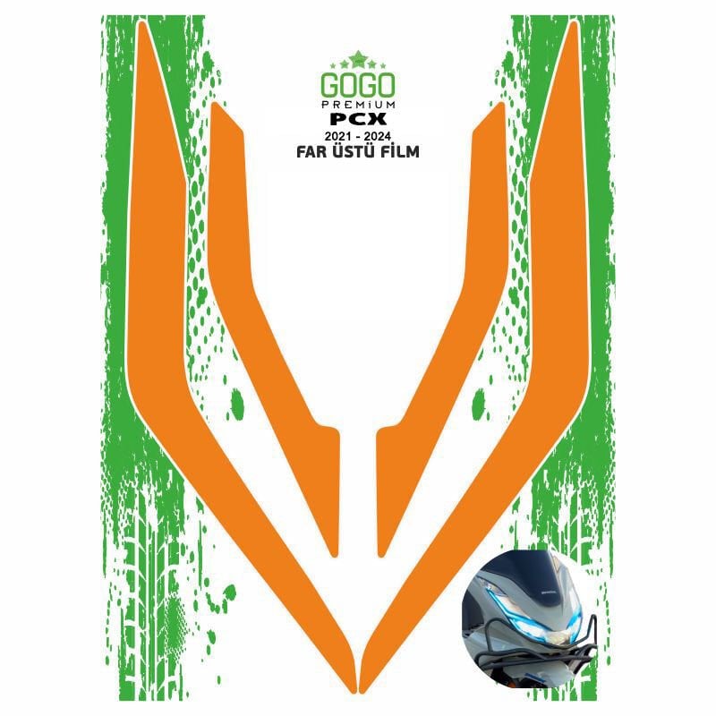 HONDA PCX 2021 - 2024 UYUMLU FAR ÜSTÜ FİLM TURUNCU
