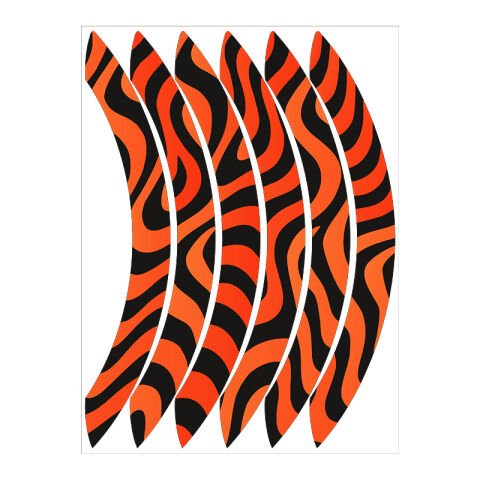 HONDA PCX 2014 - 2025 UYUMLU TURUNCU ZEBRA DESEN BÜYÜK 1 SET JANT ŞERİDİ