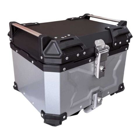 UNİVERSAL 45 LT ALÜMİNYUM MOTOSİKLET ARKA ÇANTA TAKIMI DESENLİ GRİ