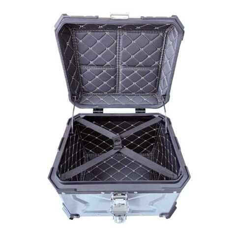 UNİVERSAL 45 LT ALÜMİNYUM MOTOSİKLET ARKA ÇANTA TAKIMI DESENLİ GRİ