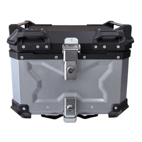 UNİVERSAL 45 LT ALÜMİNYUM MOTOSİKLET ARKA ÇANTA TAKIMI DESENLİ GRİ