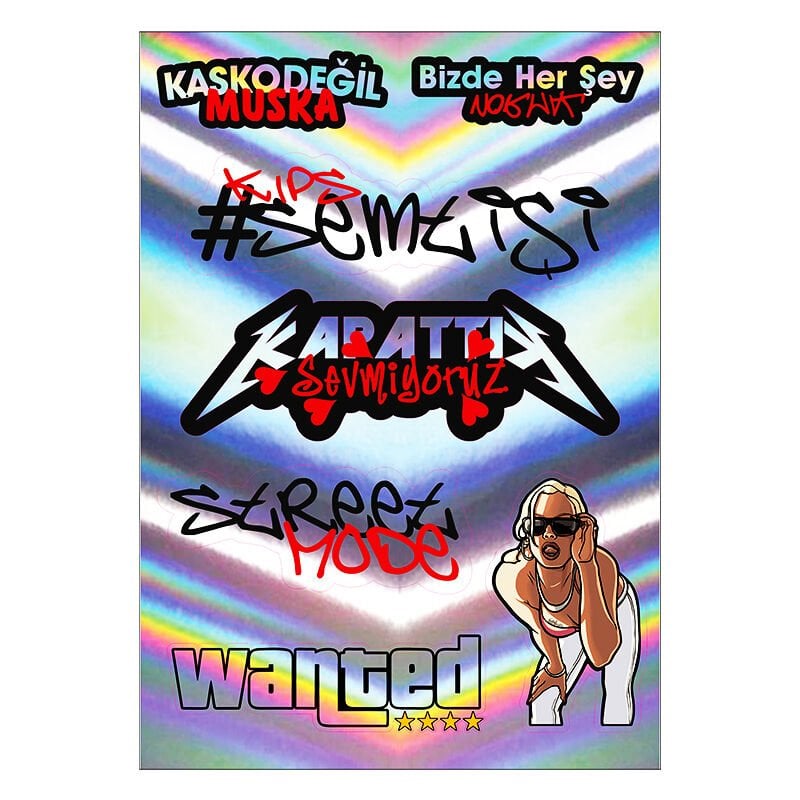 A5 HOLOGRAM STİCKER 084 TEK PAKET ÇOKLU STİCKER