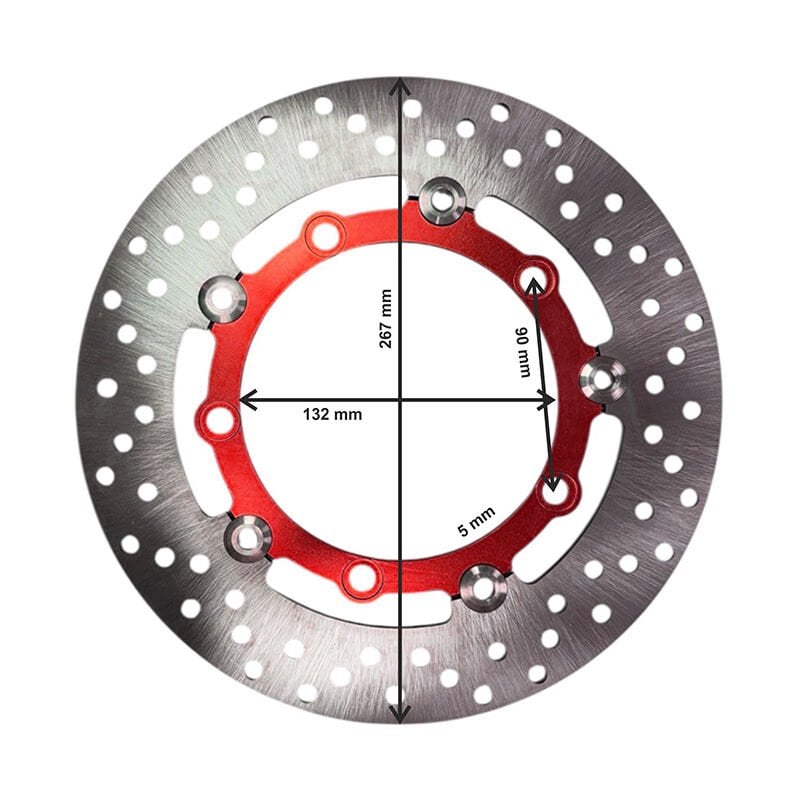 UNİVERSAL 267 mm X 132 mm X 5 mm SPOR ÖN DİSK KIRMIZI