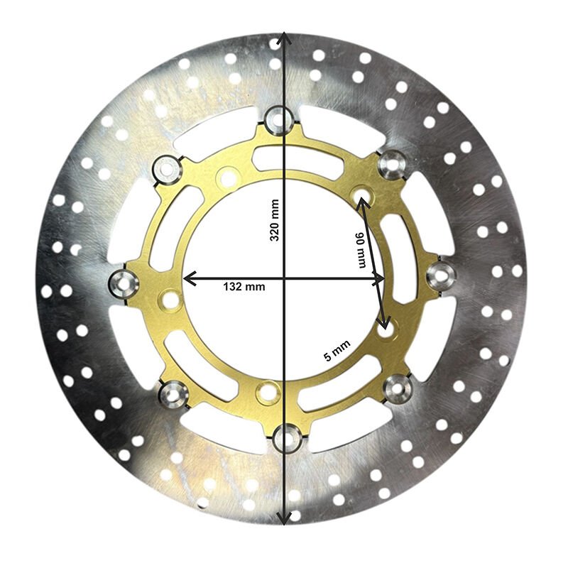 UNİVERSAL 320 mm X 132 mm X 5 mm SPOR ÖN DİSK GOLD