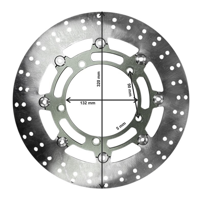 UNİVERSAL 320 mm X 132 mm X 5 mm SPOR ÖN DİSK FÜME